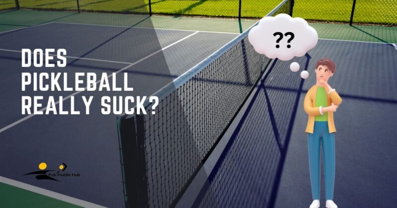 Man pondering the fun aspect of playing pickleball by the net