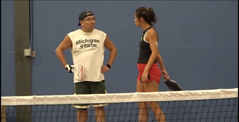 One-on-one private pickleball lesson, focus on personalized coaching.
