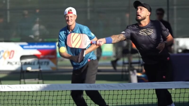 a pickleball player using the benefits of pickleball weight